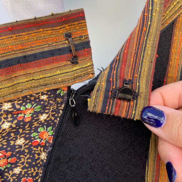 Handmade Vintage Style Boho Full Floral Skirt with Fringe - Picture 5 of 9